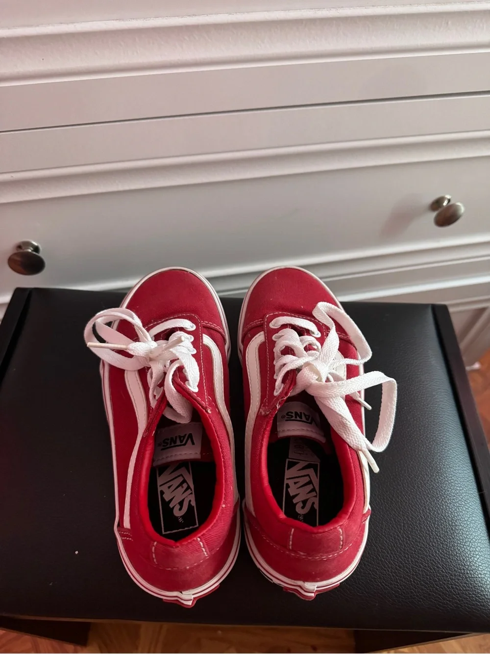 Vans Kids Old Skool Canvas Sneakers in Red and White